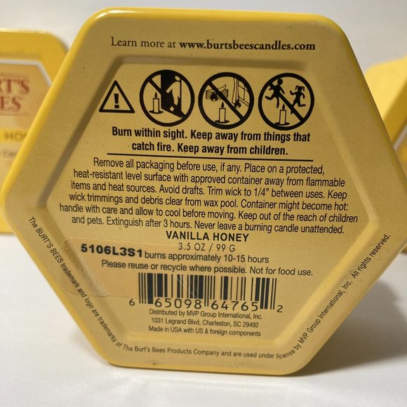 Burt's Bees Vanilla Honey Tin 2 Wick Soy Candle 3.5 ounces 3 Pack DISCONTINUED - Picture 5 of 15